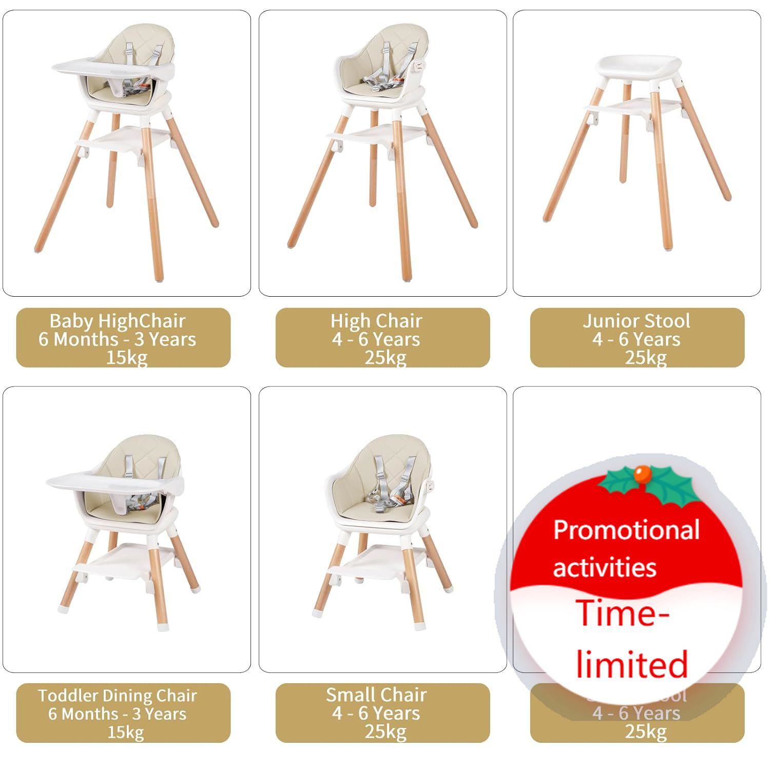 Baby High Chair Booster - 6 in 1 Baby High Chair,