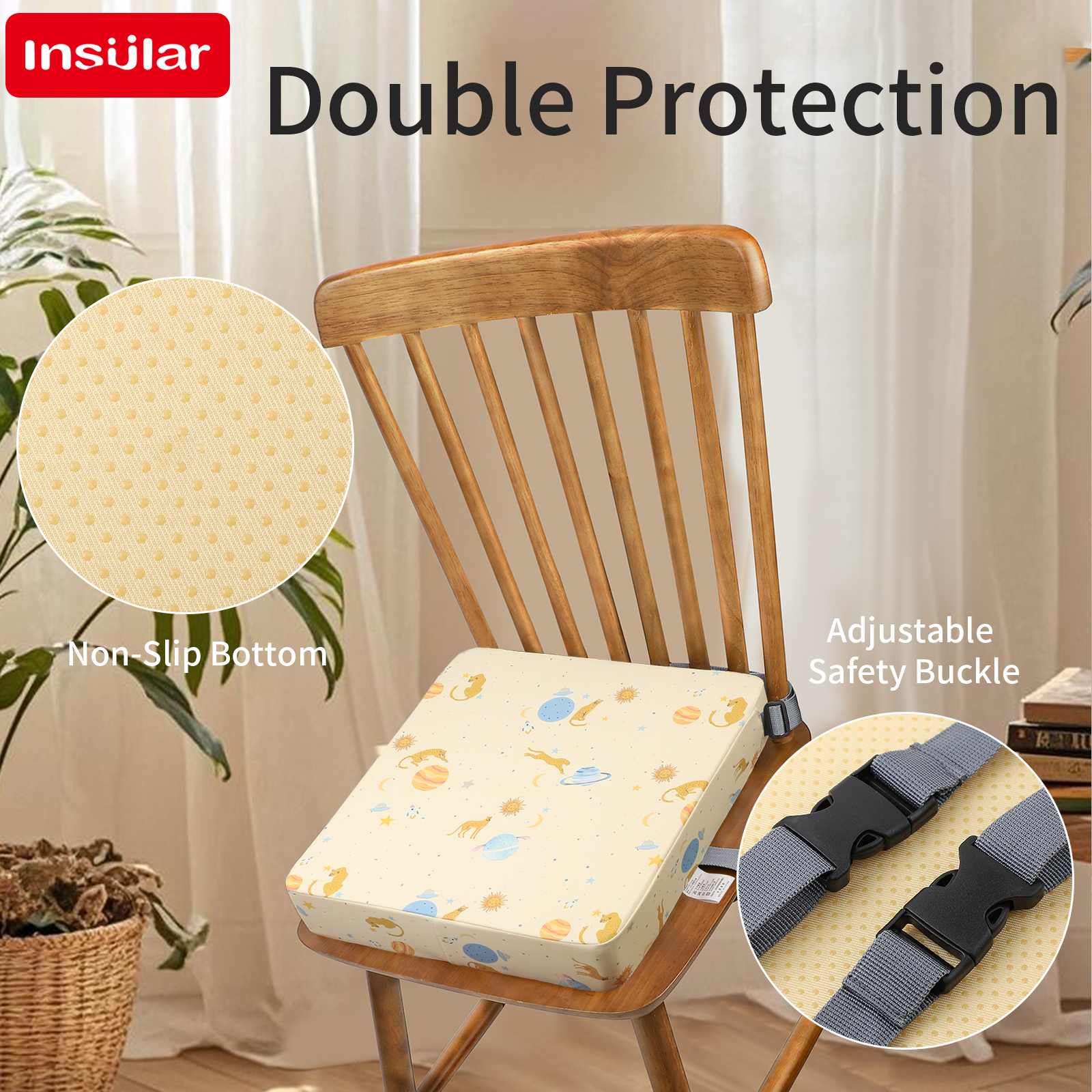 Baby High Chair Booster - INSULAR Waterproof Non-Slip Highchair Seat Pad